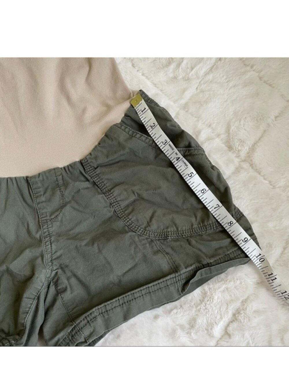 Motherhood Maternity | Olive Green Cargo Shorts With Panel | Size Small - Picture 7 of 9